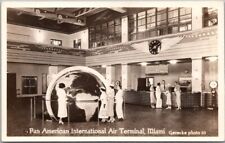 c1930s MIAMI Florida RPPC Photo Postcard Pan-Am International Air Terminal Globe picture