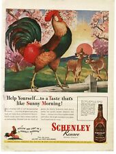 1944 Schenley Reserve Whiskey crowing Rooster deer Spring art Vintage Print Ad picture