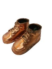 Vintage Bronze Copper Baby Shoes Mid Century Unmounted Lace-ups picture