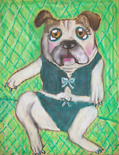 Bulldog collectible Victorias Secret Model ACEO PRINT Art Card 2.5X3.5 by KSams picture