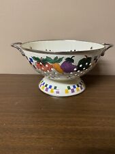 Beautiful Enamel Colander With Veggies And Colorful Checks  picture