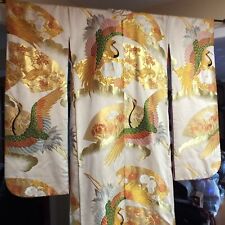 Beautiful Ceremonial Uchikake Embroidery Gold Crane Japanese Kimono picture