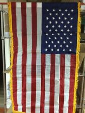 NOS Vintage DETTRA 50 Star American Flag Dura-Lite Nylon & Gold Fringe 3x5 USA picture
