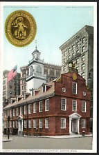 Boston MA Old State House Building Postcard with Mass Bay Colony Seal picture