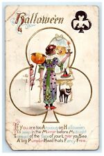 c1910 Halloween Pumpkin Mirror Woman Black Cat JOL Romance Cranton PA Postcard picture