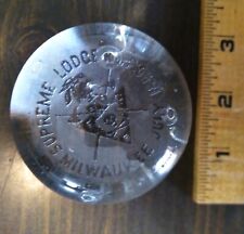 Old Glass Paperweight Milwaukee Knights of Pythias K of P Supreme Lodge 1890 picture