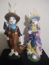 VINTAGE Nantucket Easter Bunny MA & PA Rabbit  Animals Spring DECORATIONS 9.5