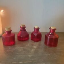 Vintage Ruby Red Ink Bottles With Cork Lids. Apothecary  picture