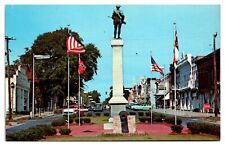 Vintage Street Scene, Confederate Statue, 1950's Cars, Edenton, NC Postcard picture