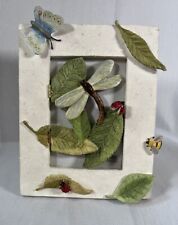 FIGI Graphics 4 1/2 x 3 Hand painted Dragonfly & Lady Bug Frame W/ Secret Door picture