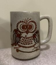 Vintage Speckled Otagiri Style Stoneware Owl Mug Retro 70s 16oz Unbranded picture