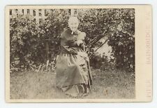 Antique c1880s Rare Cabinet Card Older Mennonite Woman Outside Bainbridge, PA picture