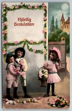 Sweden  Young Children  Hearty Congratulations   Postcard picture