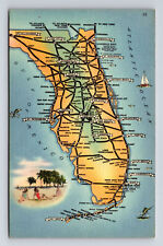 Road Highway Map Beach View Swordfish Florida FL Postcard picture