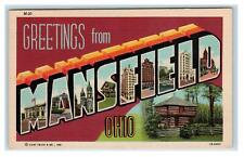 Large Letter Linen MANSFIELD, OH Ohio ~ c1940s Richland County Curteich Postcard picture