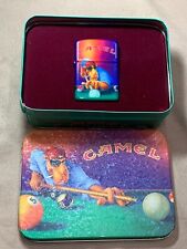 Vintage Camel Smokin Joe Pool Player Zippo Lighter In Camel Tin. Unfired picture