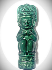 Antique 1937 Jade Green Kahlua Tiki God Aztec Whiskey Bottle Decanter K&B - 32FF picture