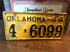 1944 OKLAHOMA License Plate Tag Original Antique Vintage OK 46099 picture