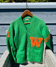 Vintage Letterman's Cardigan Sweater ~ Green & Orange ~ Wolverine, Jimmy Toledo picture