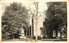 Plainwell MI United Methodist Episcopal~3 Trees, 1 Dead~Neighborhood RPPC 1940s picture