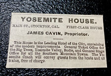 ORIGINAL 1882 Yosemite House Hotel Advertising - Stockton - California picture