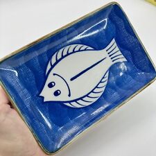 Kafuh Japan Sushi Plate Dish Fish Cobalt Blue Porcelain Vintage Retired picture