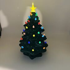Mr Christmas Ceramic Tree 14” Lights Up Battery Operated Nostalgic Green picture