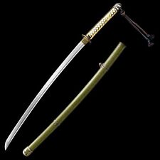  Battle Ready Japanese Samurai Katana Sword 1095 Carbon Steel Full Tang - Green picture