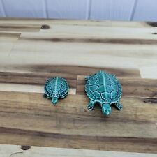 Pair of 2 VTG Ceramic Art Sea Turtle Figurine Wall Art Coastal Turtle Lover Gift picture