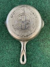 ANTIQUE NICKLE PLATED CHROME GRISWOLD #3 CAST IRON SKILLET LARGE LOGO # 709 B picture