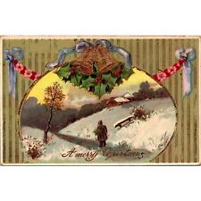 Vintage Holiday Postcard A Merry Christmas Postmark 1911 Country Scene picture