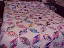 VTG Colorful Four Block Star Quilt Top picture