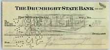 Drumright, OK 1924 State Bank Check w/ Oil Field Many Derricks Vignette - Scarce picture