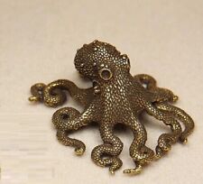 Tabletop Figurine Brass Octopus Animal Statue Small Sculpture Home Decor Gifts picture