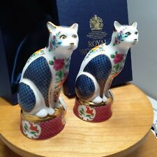 PAIR Royal Worcester Porcelain Giles the Cat Candle Snuffer Orig Box SHIPS FREE picture