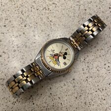 vintage lorus quartz mickey mouse watch Sweep Hand Silver/Gold 2 Tone picture