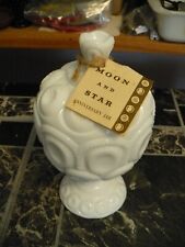 VTG. LE Smith Moon & Stars Milk Glass Small Compote w/ Lid 8in ( nice ) W/TAG picture