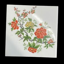 VTG White Floral Ceramic 6” Tile Trivet In Rhythm Homer Laughlin Pattern picture