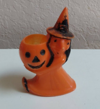 Vintage Rosbro witch with pumpkin, Halloween JOL plastic candy container, 1950s picture