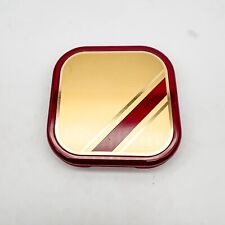 VTG 1981 Avon Burgundy and Gold Plastic Double-sided Pocket or Purse Mirror picture