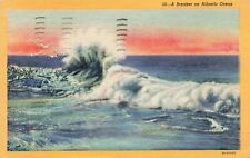 Postcard A Breaker on Atlantic Ocean Atlantic City New Jersey NJ Posted picture