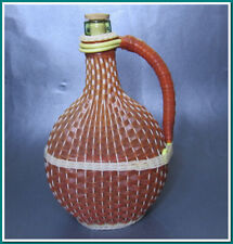 Vintage Colorful Wicker Bottle with Handle 1960's picture