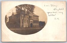 Cerro Gordo Illinois~Arch Doorway~Two-Story School In Oval~RPPC c1906 Postcard picture