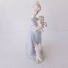 Girl With Three Pet Dogs Puppies Figurine 18.5cm Tall picture