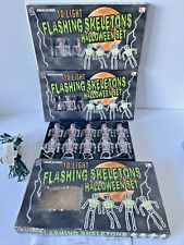 Vintage Lot 3 Boxes - 10 Light Flashing 4” Skeletons Halloween Set K-Mart Unused picture
