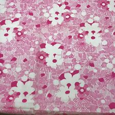 Vtg 70s John Wolf Flower Power Fabric Mod Retro Hot Pink White 44