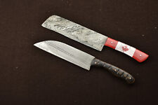 2Pcs Handmade Damascus Steel Hunting/Camping Skinner Knife - Wood Handle R-4068 picture
