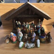 Vintage Nativity Scene With 18 Figures  picture