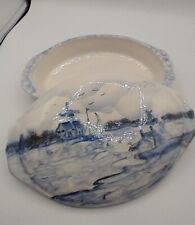 Delft-style Signed Blue and White Oval Covered Casserole/Serving Dish picture