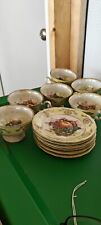 LM Royal Halsey Very Fine China 6 Sets of  Footed Tea  Cups & Saucers, Gold Trim picture